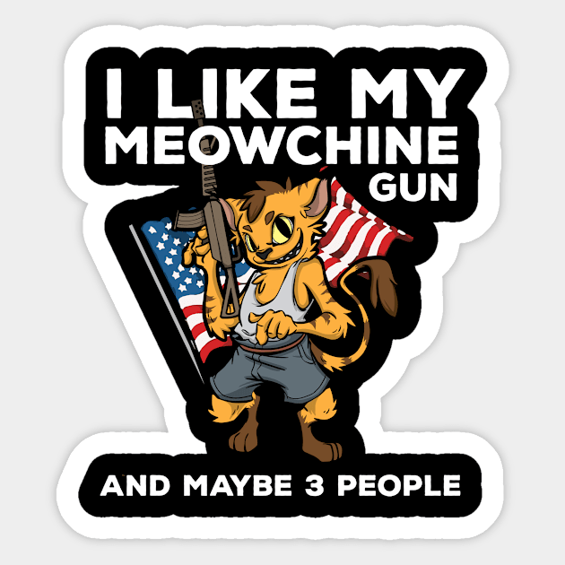 2nd Amendment Patriotic Gun Owner Cat American Flag Rifle Sticker by TellingTales